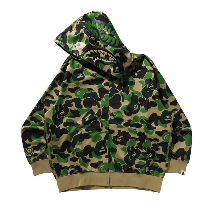 BAPE ABC Camo Rayon Relaxed Fit Shark Full Zip Hoodie "Green"