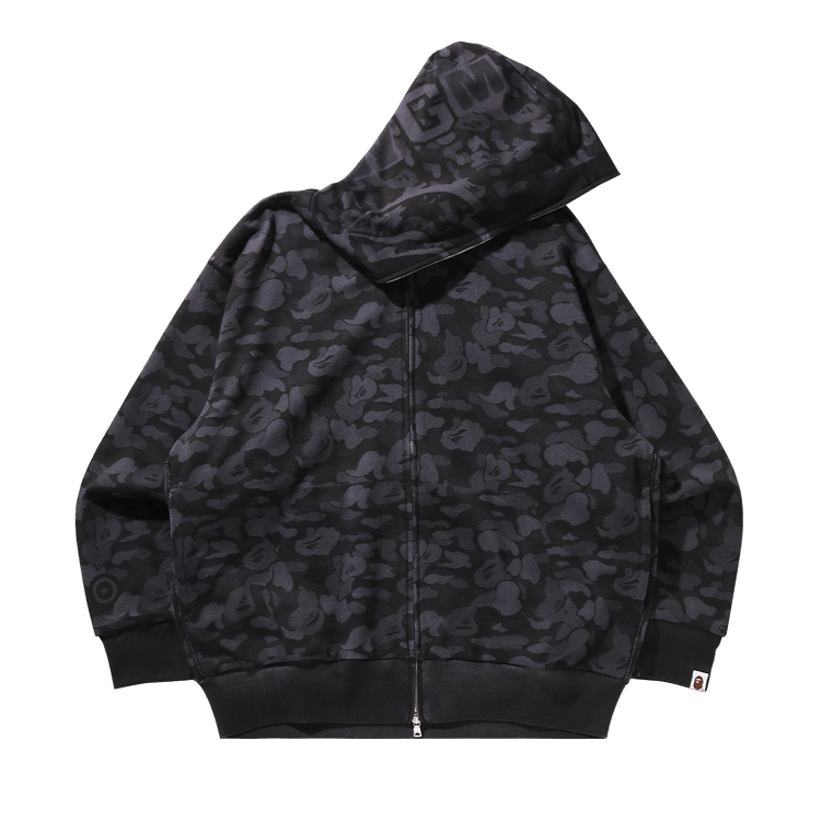 BAPE Camo Fake Print Relaxed Fit Shark Full Zip Hoodie "Black"
