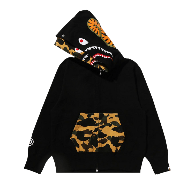 BAPE 1st Camo Shark Full Zip Double Hoodie "Black"