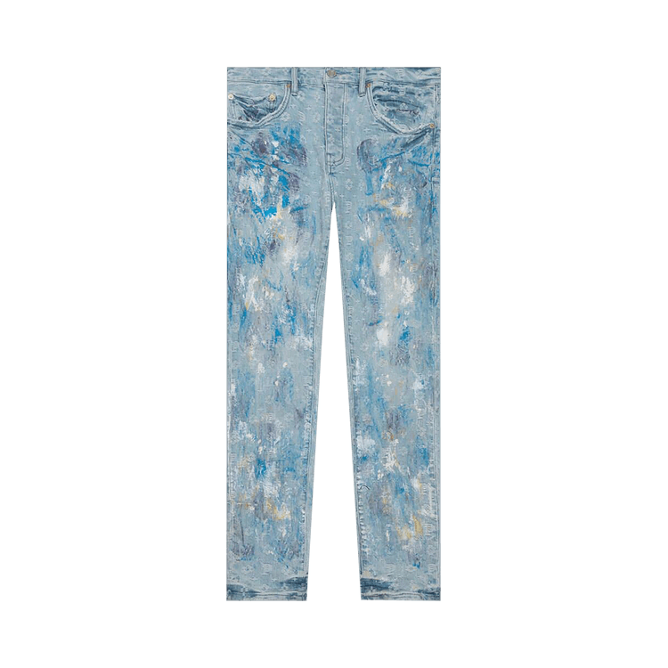PURPLE BRAND Paint Over Jacquard Skinny Jeans "Light Bleach"