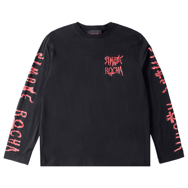 Simone Rocha Ribbon Logo Long-Sleeve T-Shirt "Black/Red"