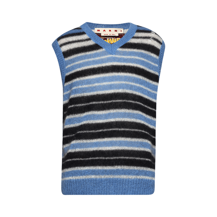 Marni Brushed Mohair Stripe Gilet "Blue/Lilac"