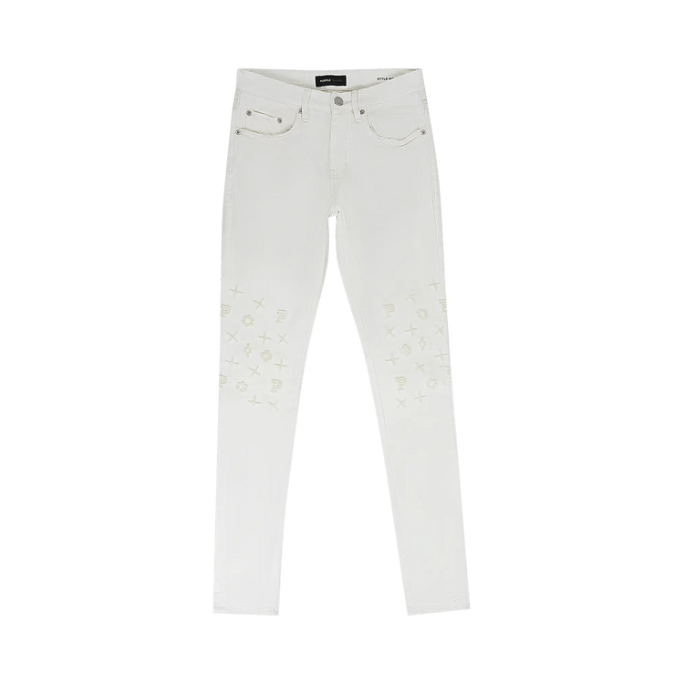 PURPLE BRAND Tuffetage Monogram Skinny Jeans "White"