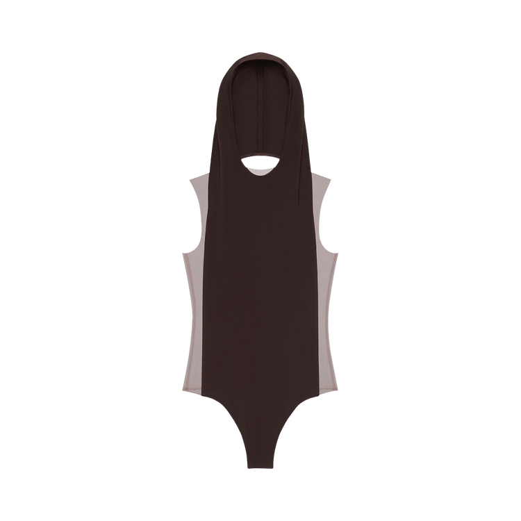 Courrèges Frame Illusion Hooded Bodysuit "Chocolate/Black"