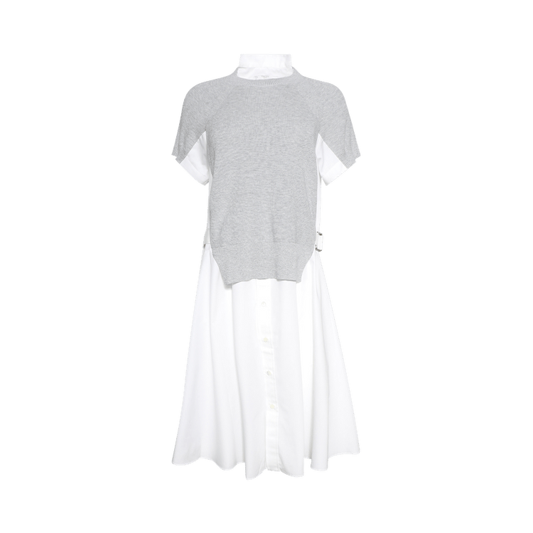 Sacai Cotton Knit x Cotton Poplin Dress "Light Grey/Off White"