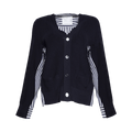 Sacai Cotton Knit x Cotton Poplin Cardigan "Navy/Navy Stripe"