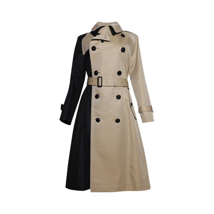Sacai Cotton Gabardine Coat "Navy/Beige"