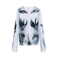 Jean Paul Gaultier Printed Flower Body Morphing Mariniere Mesh Long-Sleeve Top "White/Grey/Black"