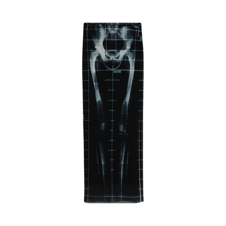 Jean Paul Gaultier Printed Squeletor Mesh Long Skirt "Black/Navy/Light Blue"