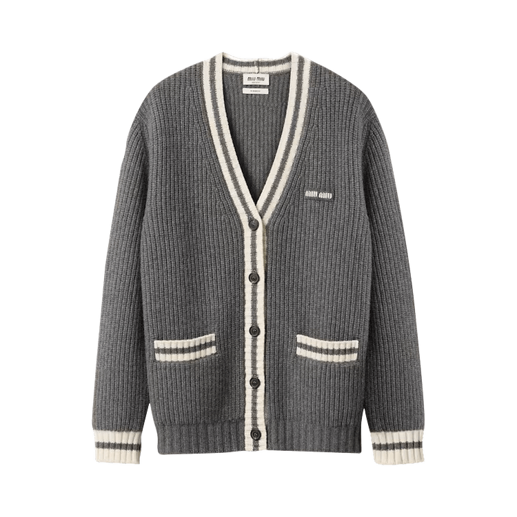 Miu Miu Silk Cashmere Cardigan "Slate Grey"