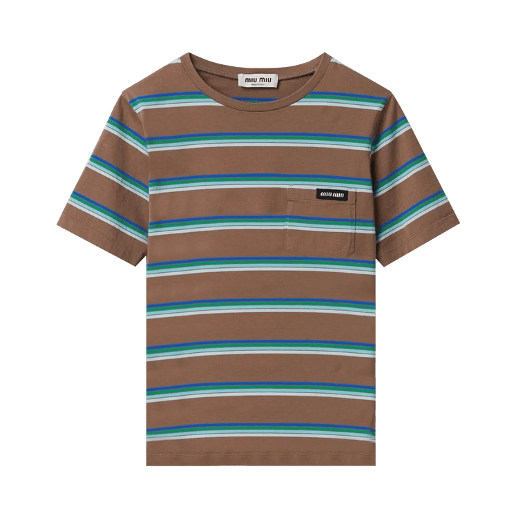 Miu Miu Jersey Striped Tee "Coco/White"