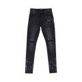 PURPLE BRAND Resin Knee Slit Skinny Jeans "Black"