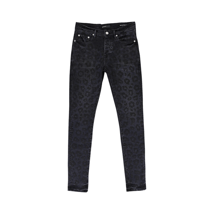 PURPLE BRAND Monogram Leopard Print Skinny Jeans "Black"