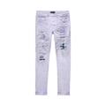 PURPLE BRAND Heavy Repair With Plaid Patch Skinny Jeans "Lavender"
