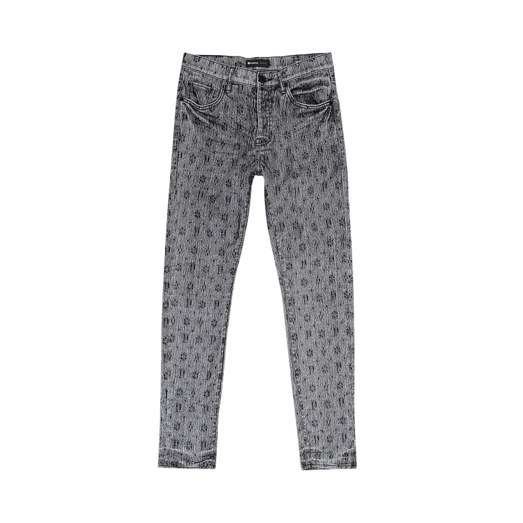 PURPLE BRAND Monogram Flocked Skinny Jeans "Black"