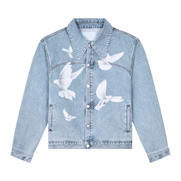 3.PARADIS Freedom Doves Denim Trucker Jacket "Washed Blue"