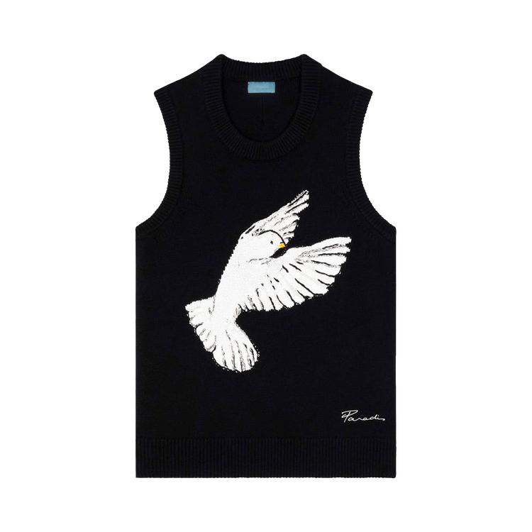 3.PARADIS Dove Intarsia Knit Vest "Black"