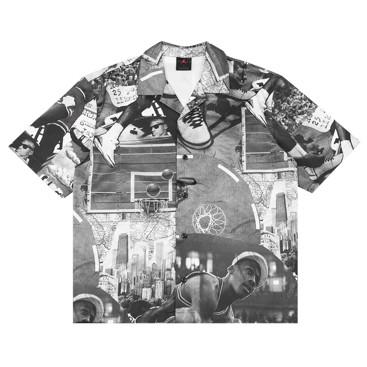 Air Jordan Essentials Printed Camp Top "Sail/Black"