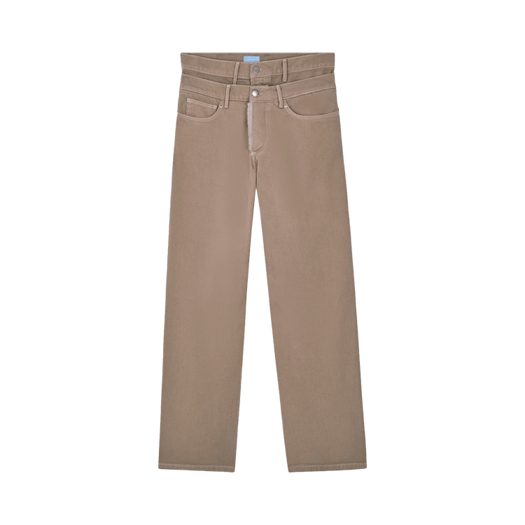 3.PARADIS Double Waist Fur Pocket Baggy Denim Jeans "Beige"