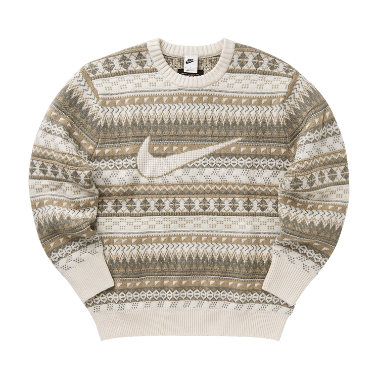 Nike Fair Isle Swoosh Sweater "Light Orewood Brown/Sail/Khaki"