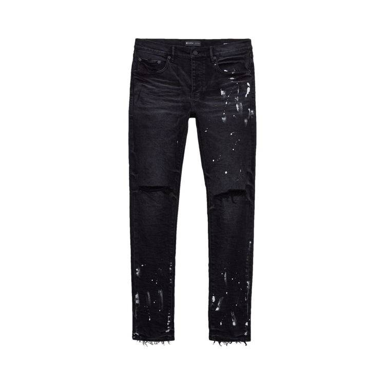 PURPLE BRAND Knee Slit Jeans "Black Resin"