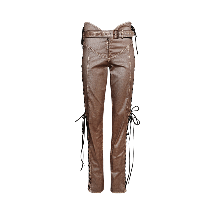 Jean Paul Gaultier x KNWLS Laced Trousers "Brown/Ecru"