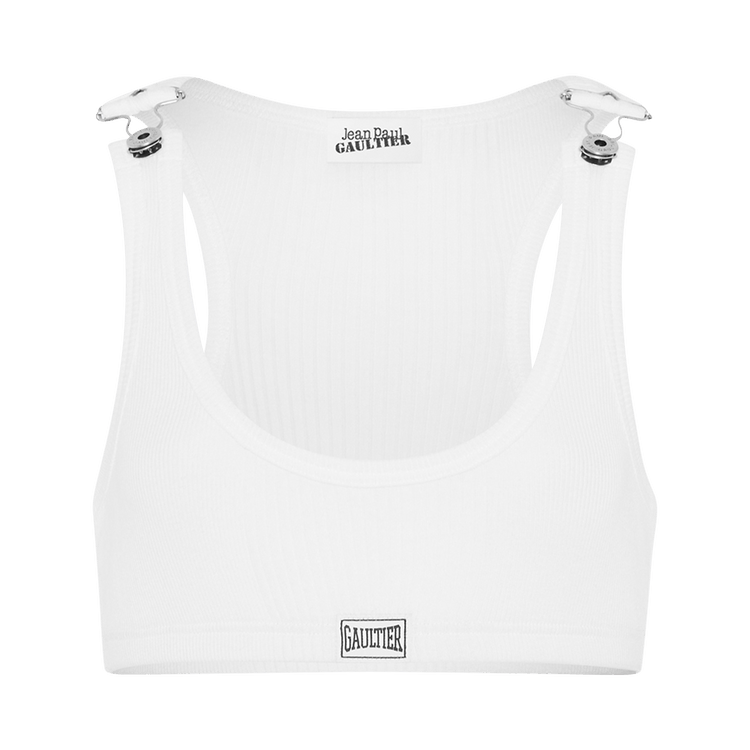Jean Paul Gaultier Cropped Patch Tank Top "White"
