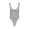 Jean Paul Gaultier Pinstripe Body Morphing One Piece "White/Black"