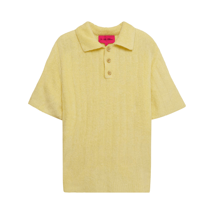 The Elder Statesman Chenille Rib Short-Sleeve Polo "Butter"