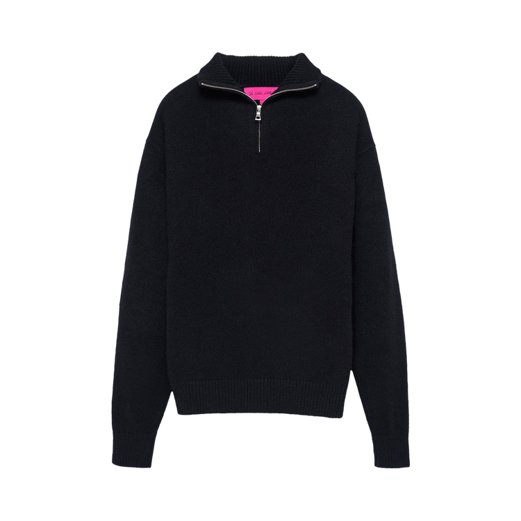 The Elder Statesman Relaxed Half Zip Sweater "Black"