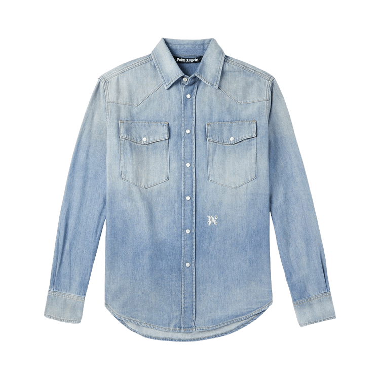 Palm Angels Monogram Denim Shirt "Light Blue"