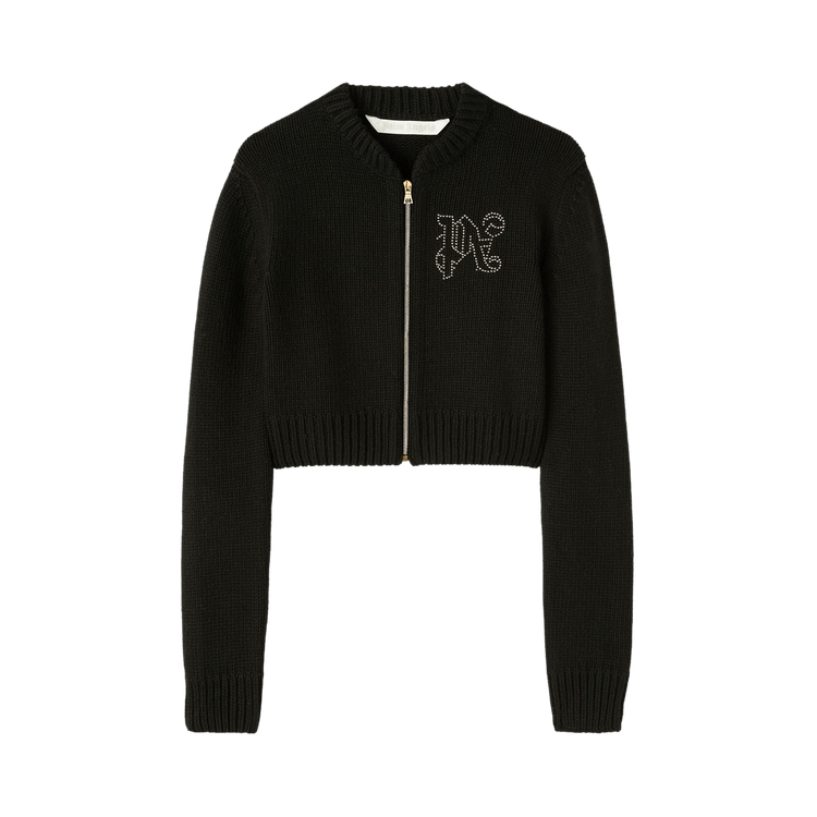 Palm Angels Monogram Stud Zip Sweater "Black"