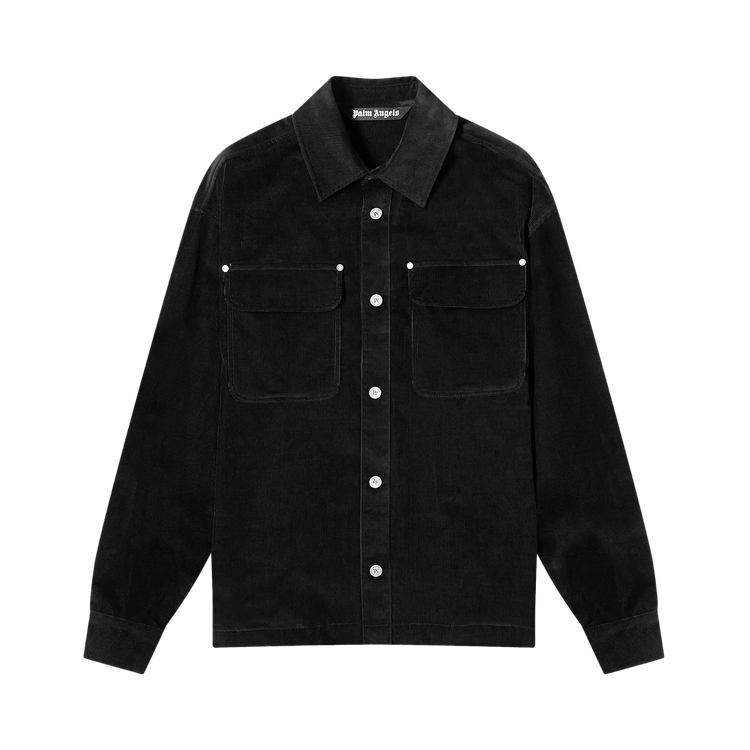 Palm Angels Velvet Back Logo Overshirt "Black"