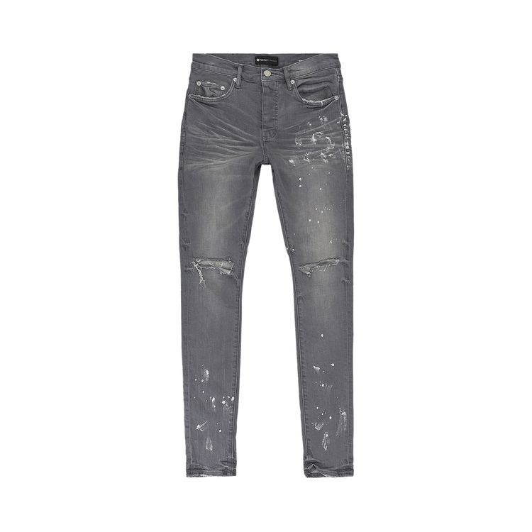 PURPLE BRAND Worn Knee Slit Skinny Jeans "Grey"