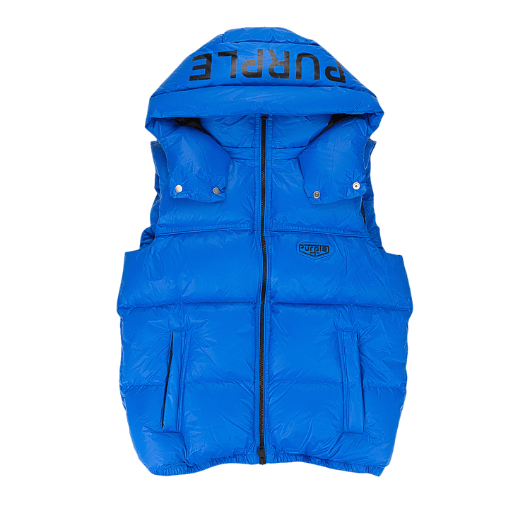 PURPLE BRAND Nylon Puffer Vest "Blue"
