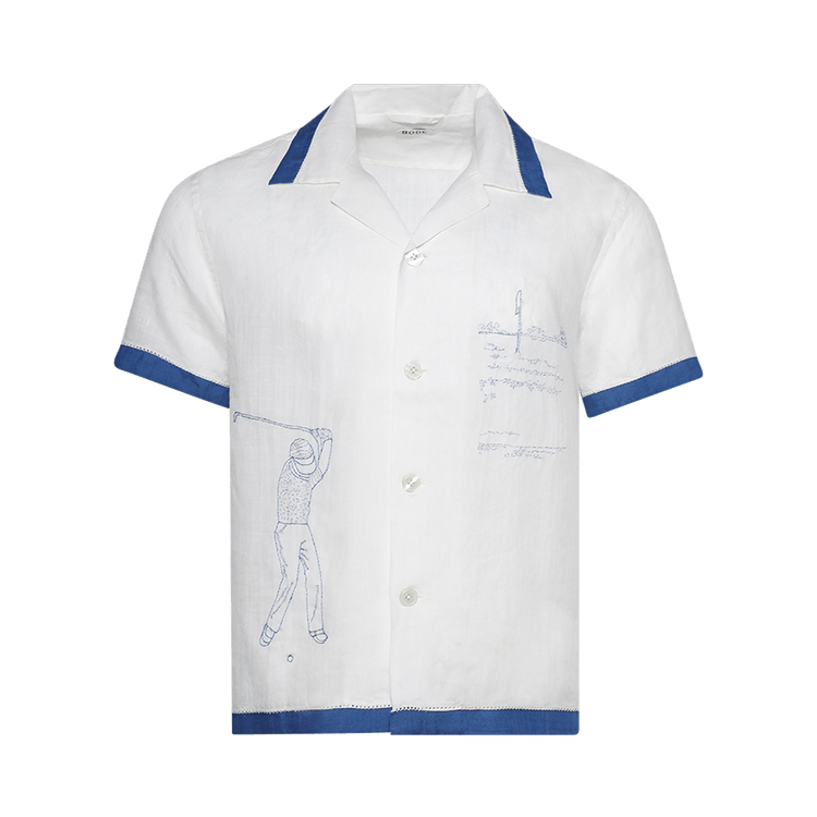 Bode Club Champion Short-Sleeve Shirt "White/Blue"