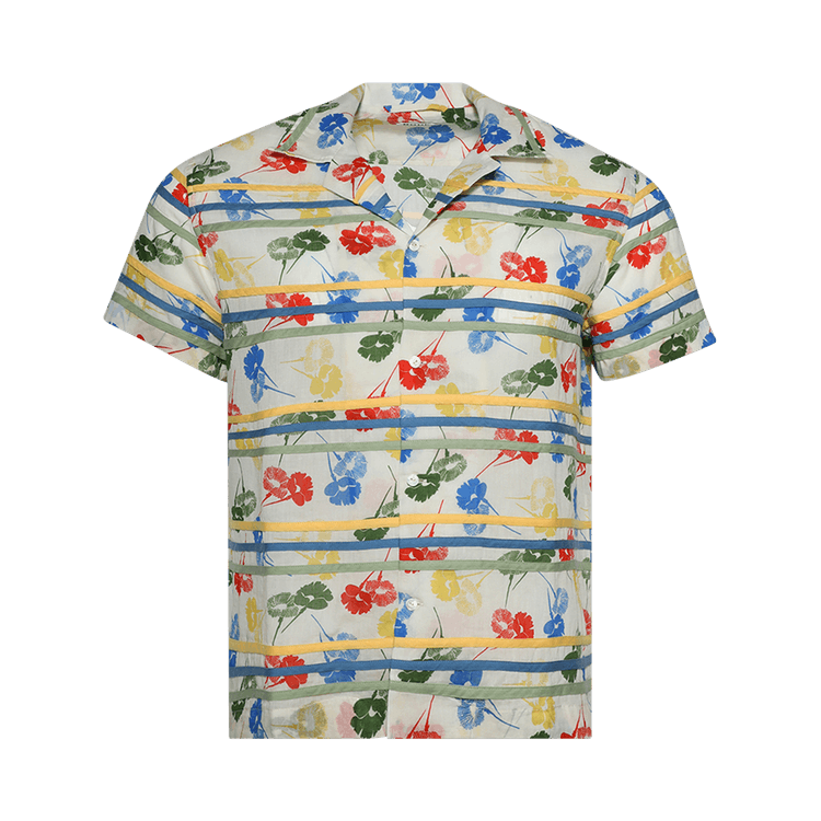 Bode Flower Stamp Short-Sleeve Shirt "White/Multicolor"