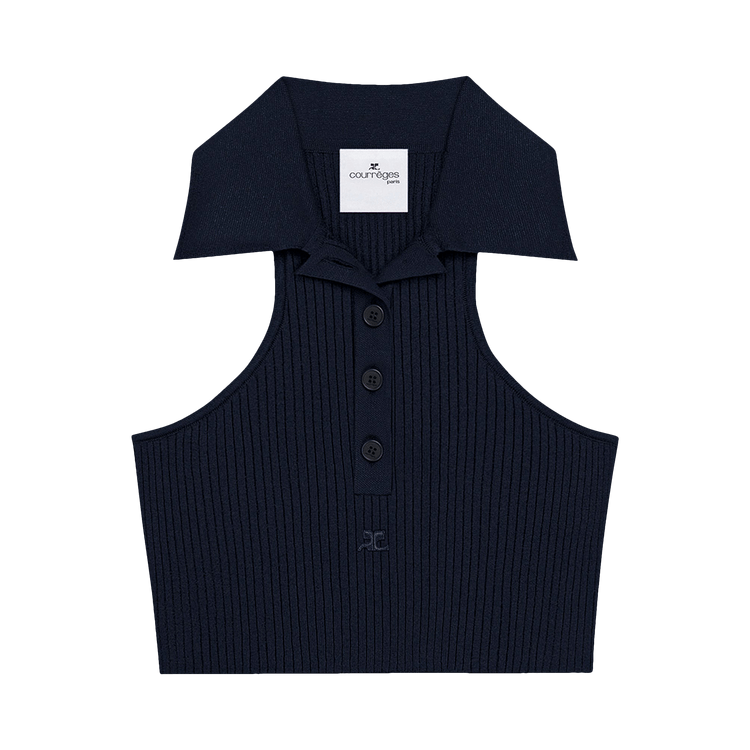Courrèges Scuba Rib Knit Top "Navy"