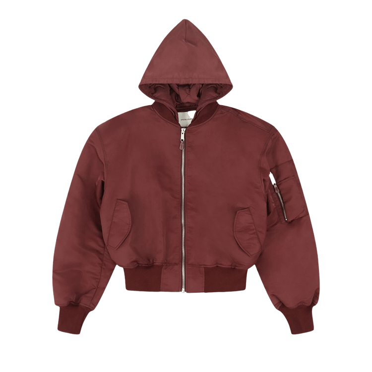 Entire Studios Hooded Broad Bomber Jacket "Garnet"