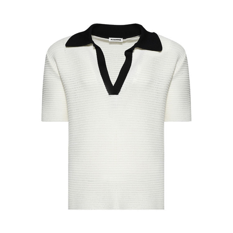 Jil Sander Short-Sleeve Knit Polo "Chalk"