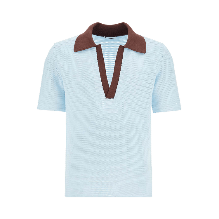 Jil Sander Short-Sleeve Knit Polo "Powder Blue"