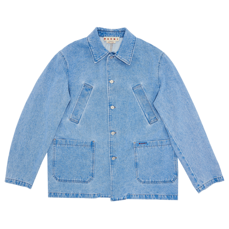 Marni Bleached Coated Denim Jacket "Cobalt"