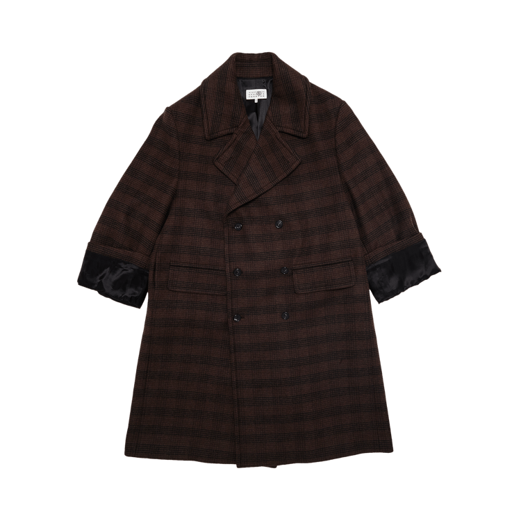 MM6 Maison Margiela Checked Wool Blend Coat "Brown/Black"