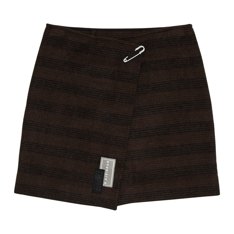 MM6 Maison Margiela Checked Wool Blend Mini Skirt "Brown/Black"