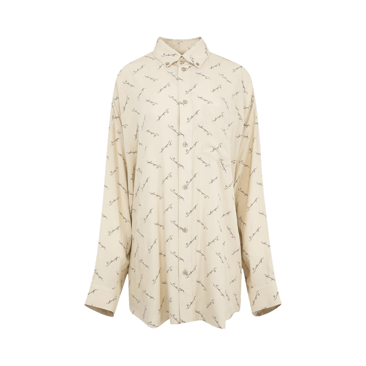 Balenciaga Long-Sleeve Cocoon Shirt "Light Beige/Black"