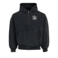 Balenciaga Paris Zip Front Hoodie "Faded Washed Black/White"