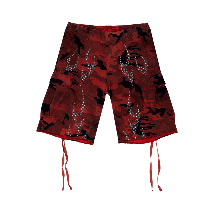 Hellstar Studded Cargo Shorts "Red Camo"