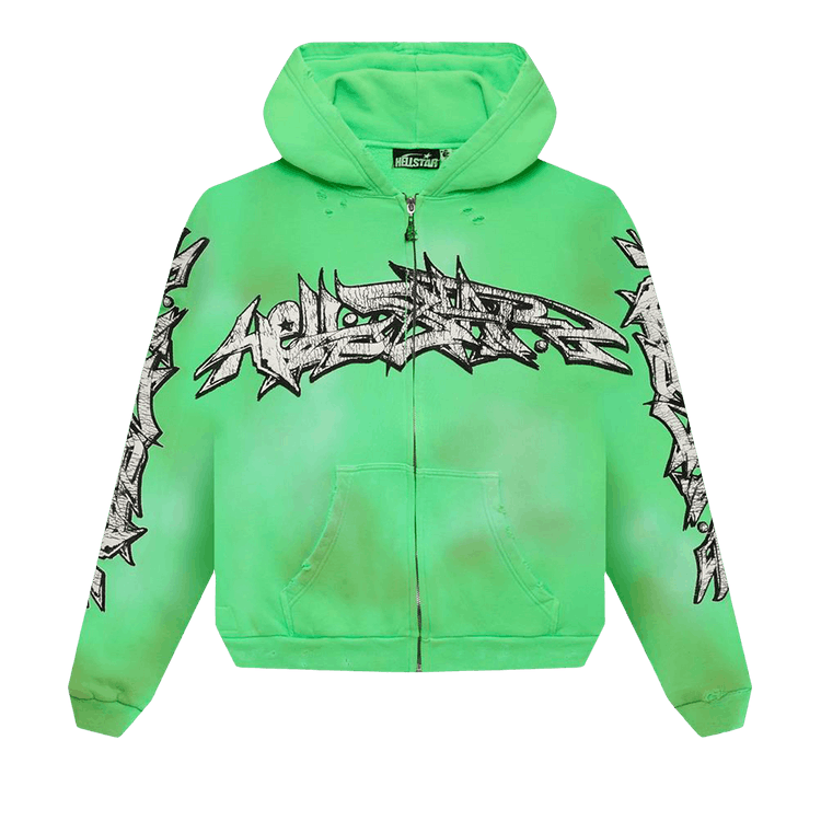 Hellstar Graffiti Zip-Up Hoodie "Green"