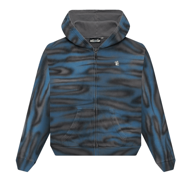 Hellstar Classic Logo Airbrush Zip-Up Hoodie "Blue"