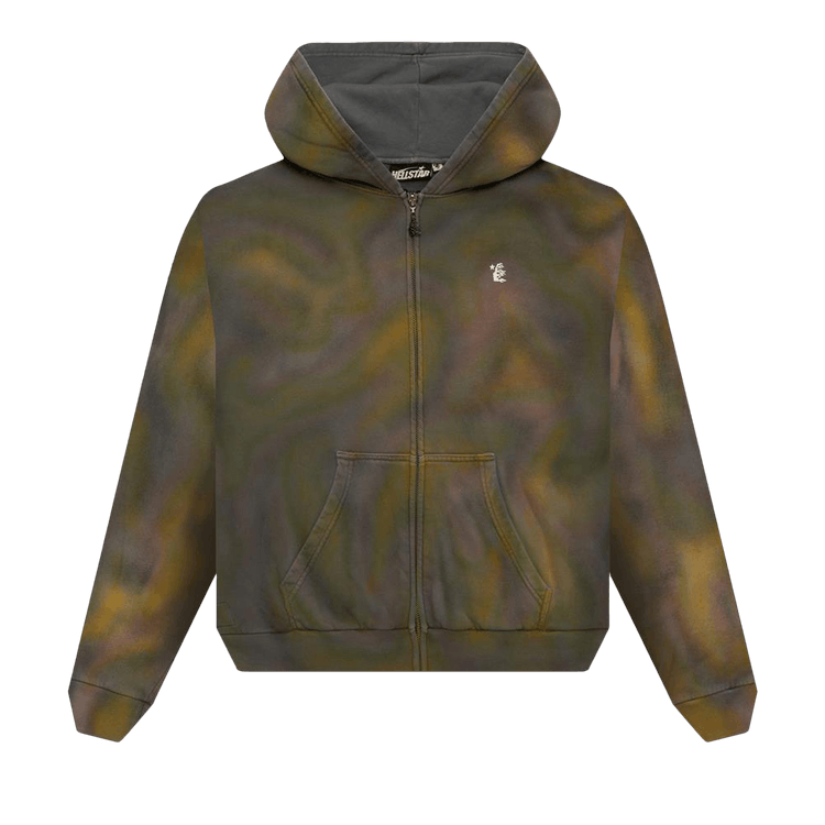 Hellstar Classic Logo Airbrush Zip-Up Hoodie "Green"